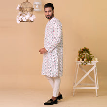 Load image into Gallery viewer, Mens Basic Panjabi-White Print 1

