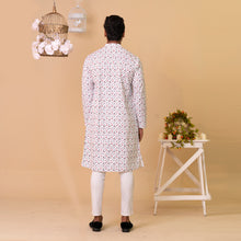 Load image into Gallery viewer, Mens Basic Panjabi-White Print 1
