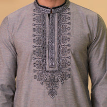 Load image into Gallery viewer, Mens Embroidery Panjabi-Grey 1
