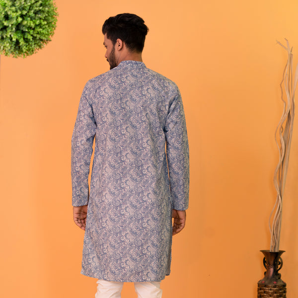 Mens Basic Panjabi-Peacock Blue