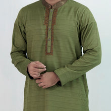 Load image into Gallery viewer, Mens Embroidery Panjabi- Olive

