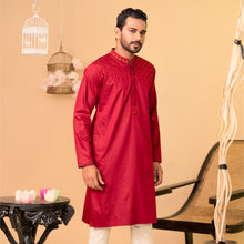Load image into Gallery viewer, Mens Embroidery Panjabi- Wine
