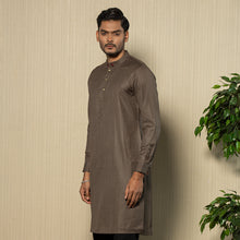 Load image into Gallery viewer, Mens Embroidery Panjabi - Yellowish Grey
