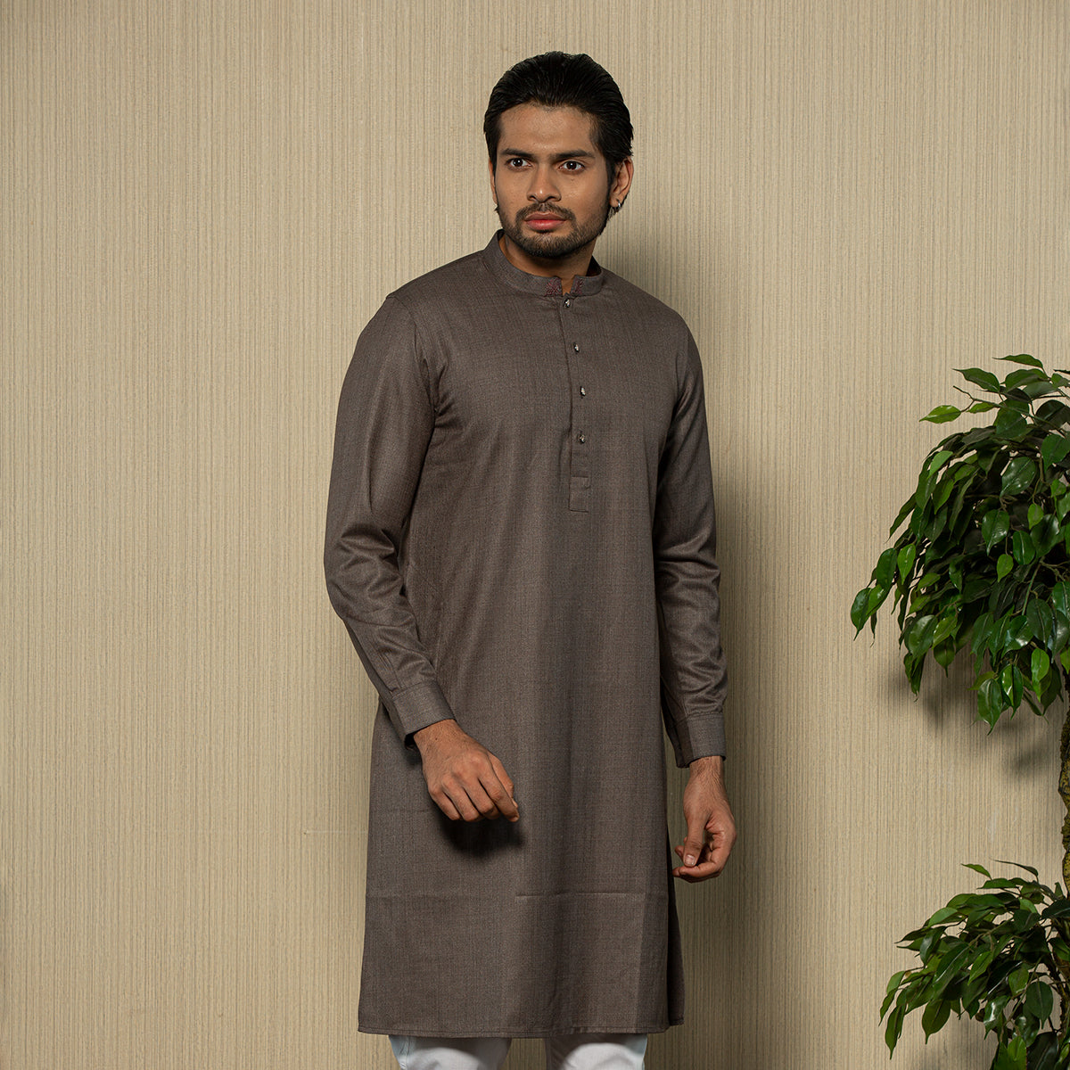 Mens Embroidery Panjabi - Heather Forest