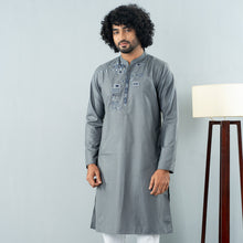 Load image into Gallery viewer, Mens Embroidery Panjabi- Ash
