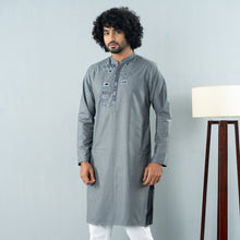 Load image into Gallery viewer, Mens Embroidery Panjabi- Ash
