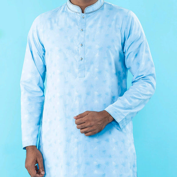 Men's Blue Embroidered Panjabi