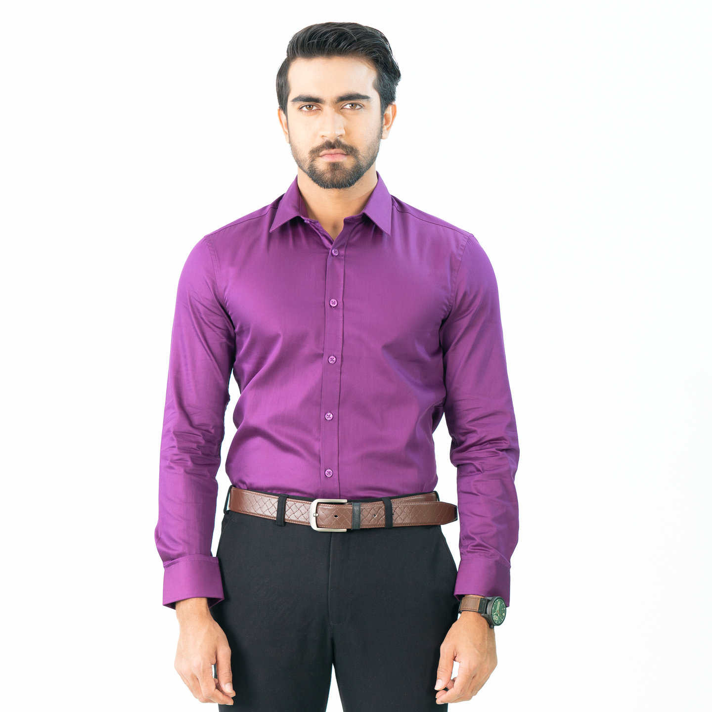 Mens Formal Shirt-Plum Caspia
