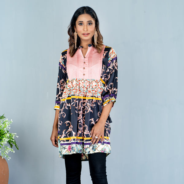 Ladies Kurti- Navy Print