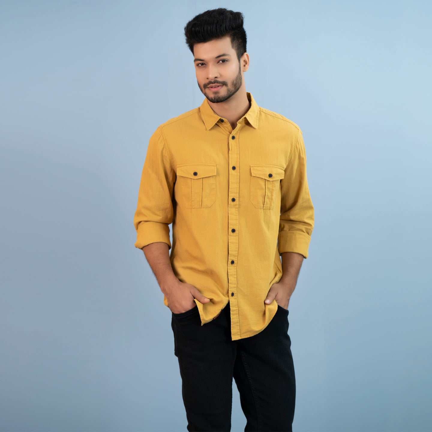 Mens Casual Shirt- Safran Yellow