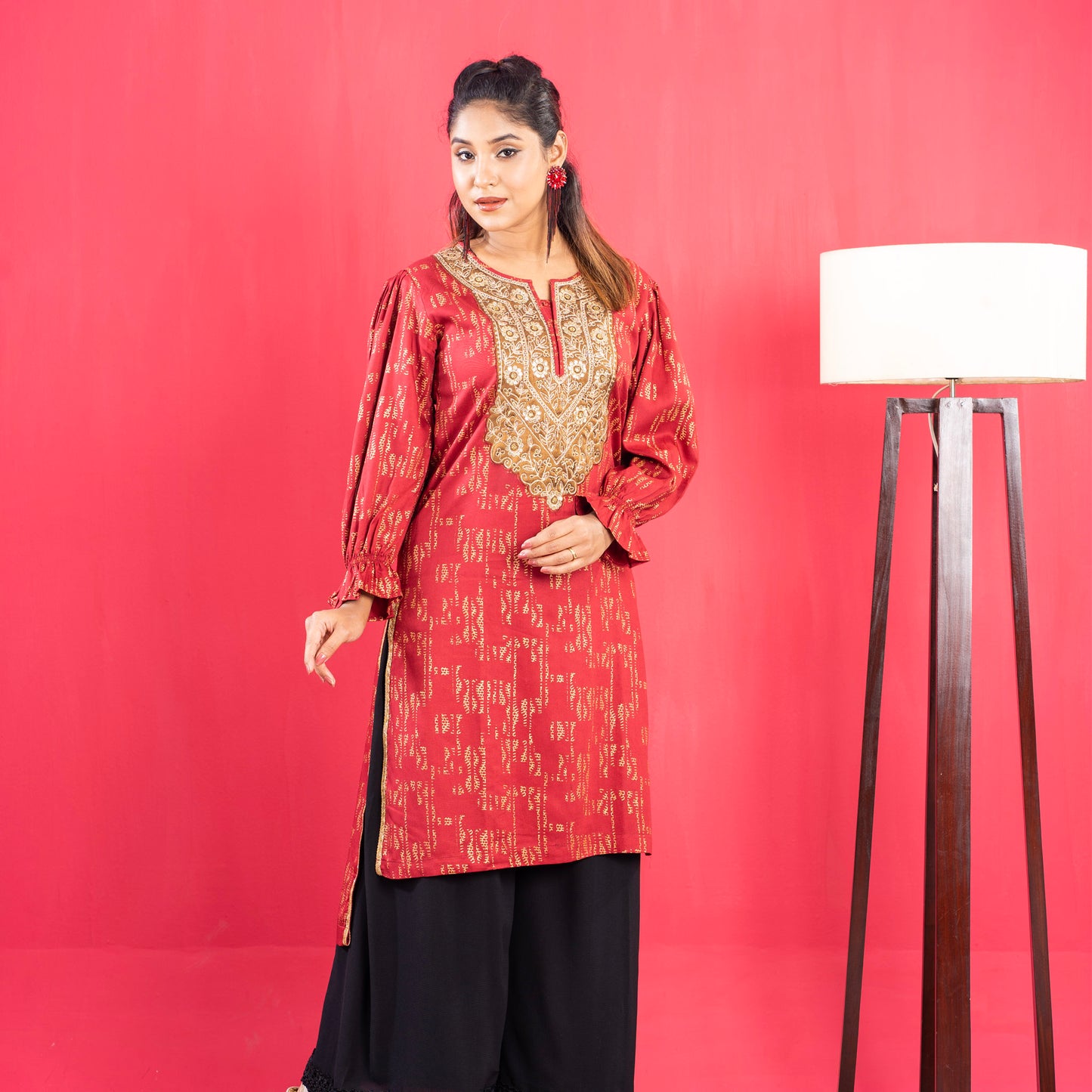 Womens Premium Kurti- Maroon