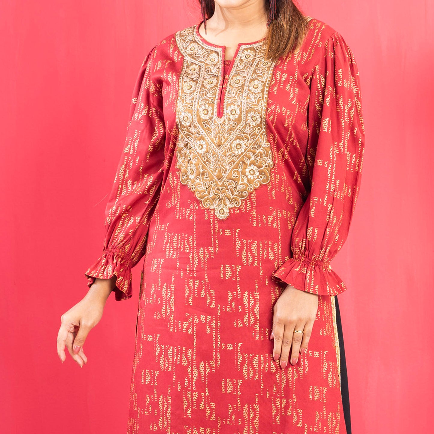 Womens Premium Kurti- Maroon