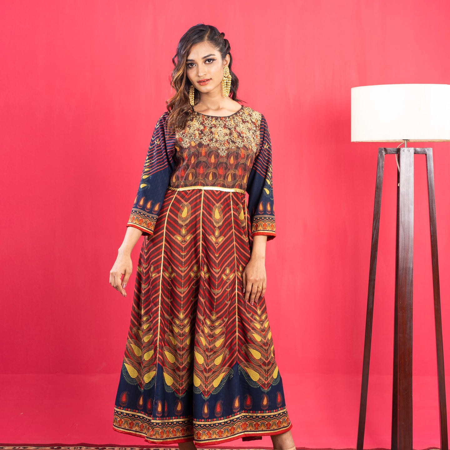 Ladies Kurti- Red Printed