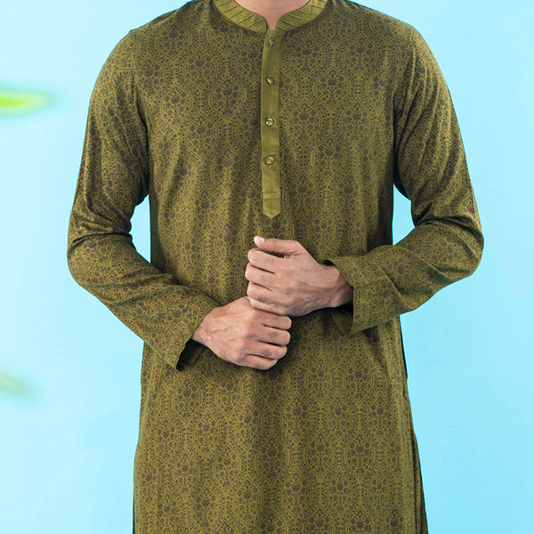 MENS PANJABI-OLIVE GREEN