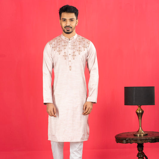 Mens Karchupi Panjabi- Peach