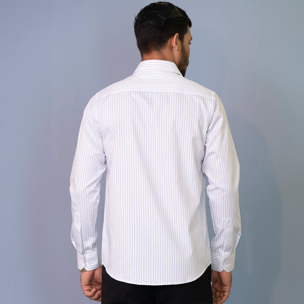 Mens Formal Shirt-White Perple