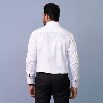 Mens Formal Shirt-Wht Pink Bule