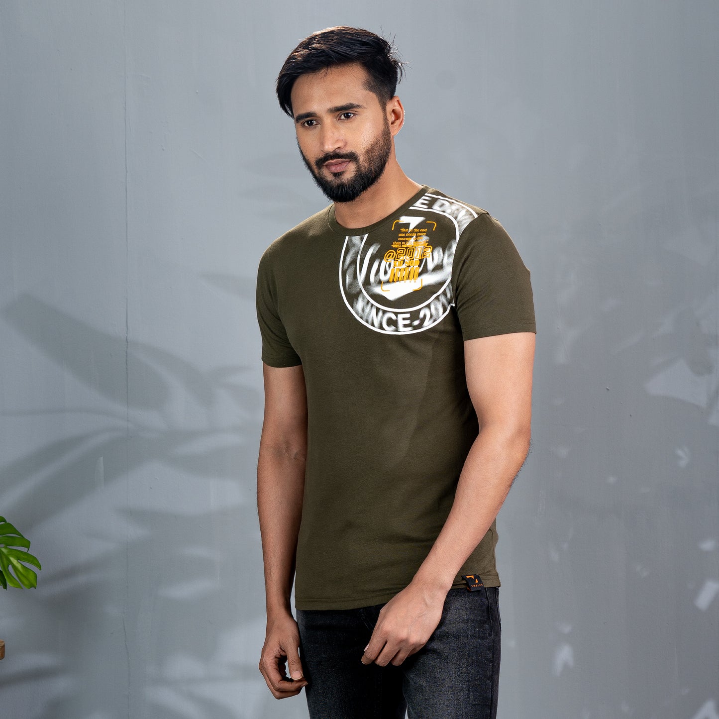 Men's Olive Melange T-Shirt