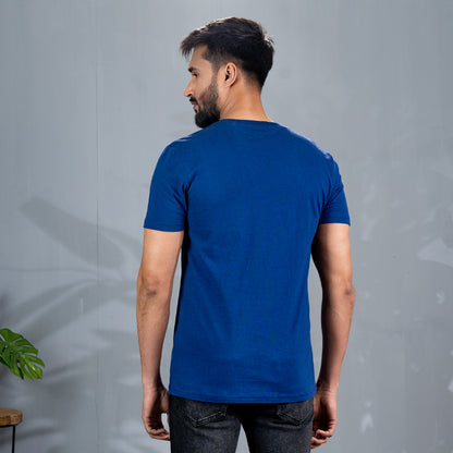 Mens Blue Chest Print T-Shirt