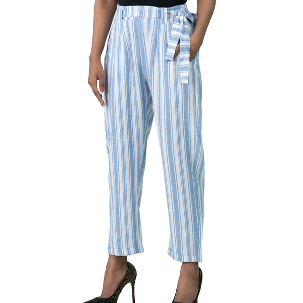 Ladies Pant-Blue Stripe